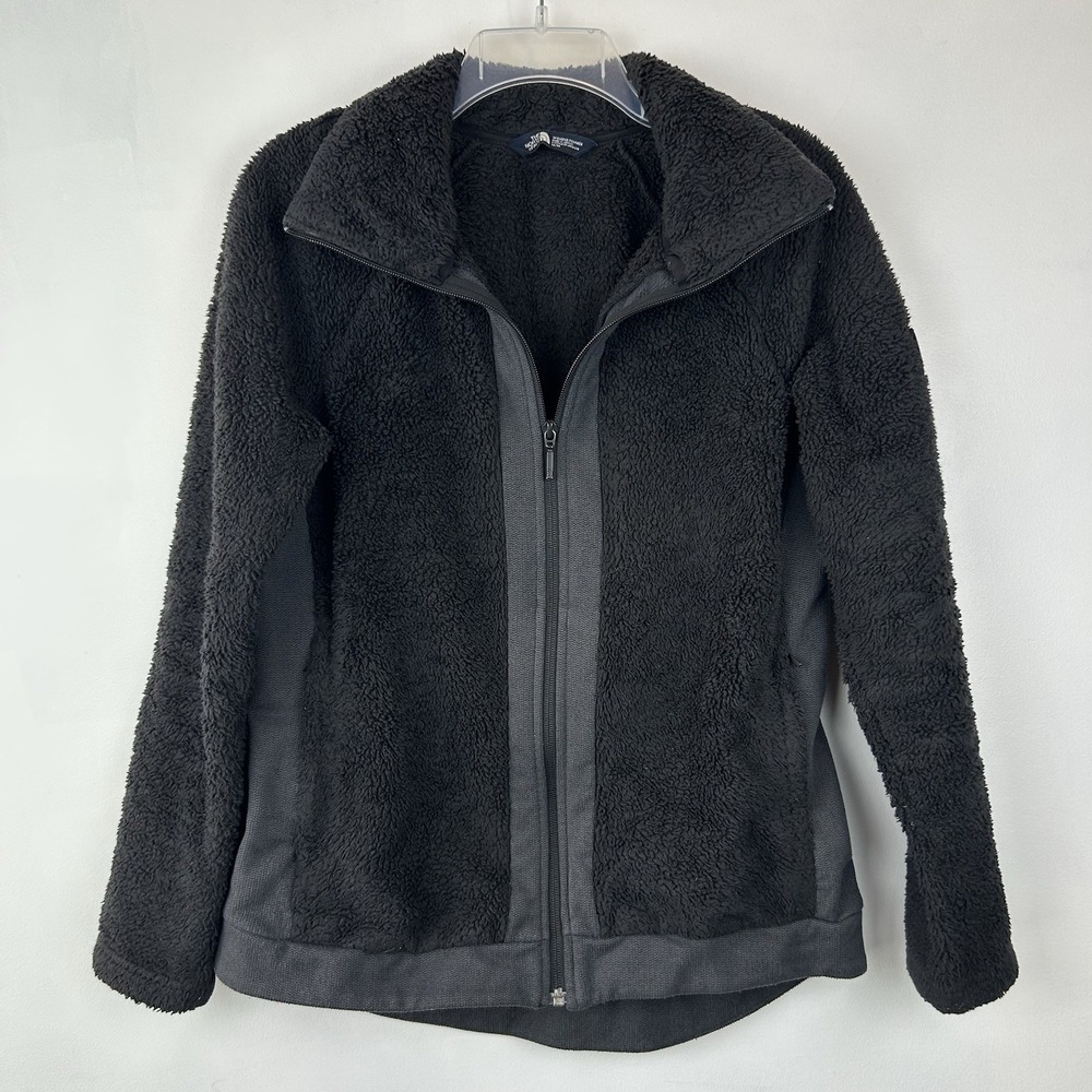 The North Face Jacket Womens M Black Fleece Fuzzy Sweater Full Zip Cozy Warm